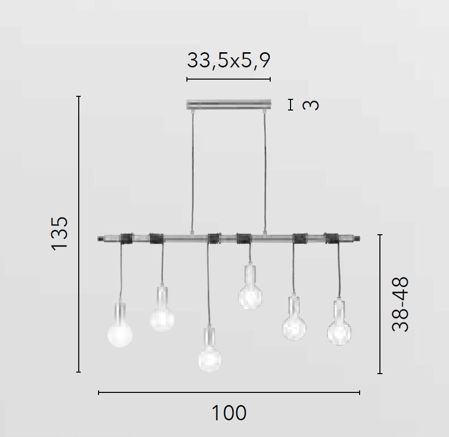 ADMIRAL Pendant Lamp 6 LED Lights (E27) 100 cm in Metal