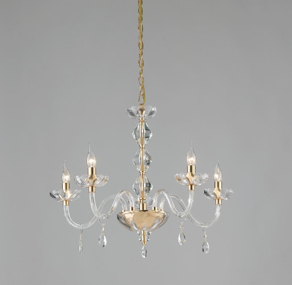 RIFLESSO Pendant Chandelier 5 LED Lights (E14) 70 cm In Crystal
