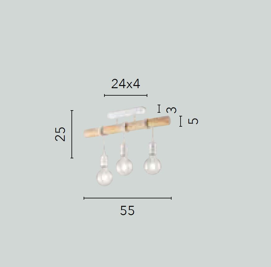 Plafoniera ARIZONA 3 Luci Led (E27) 55 cm In Legno