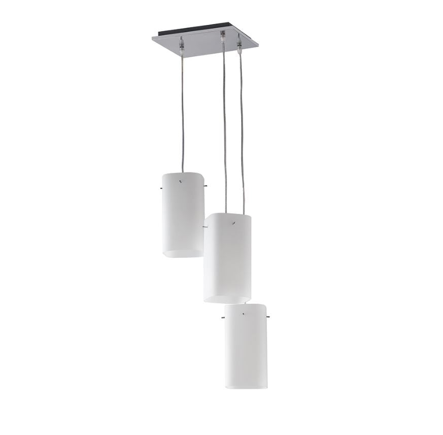 SQUARE Chandelier 3 Led Lights (E27) 25 cm in Glass