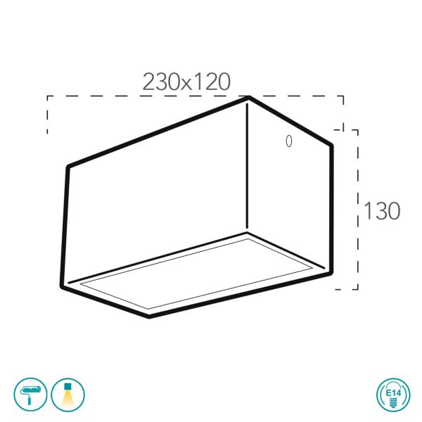 LIVING Ceiling Lamp 2 Led Lights (E14) 23 cm In Plaster