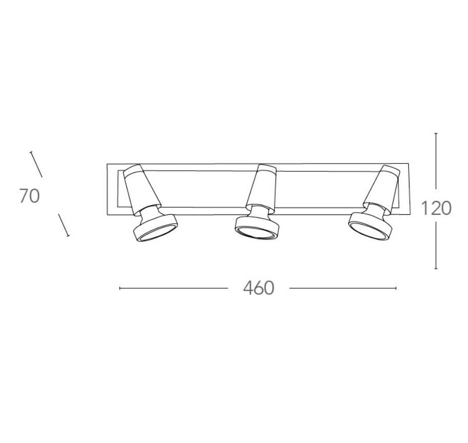 MIAMI 3 Light Lamp (GU10) 46 cm In Metal