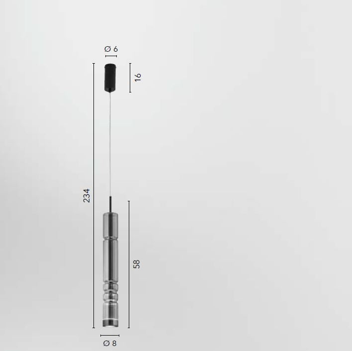 Lampada CROOKES Led 230 cm 8W In Vetro e Metallo
