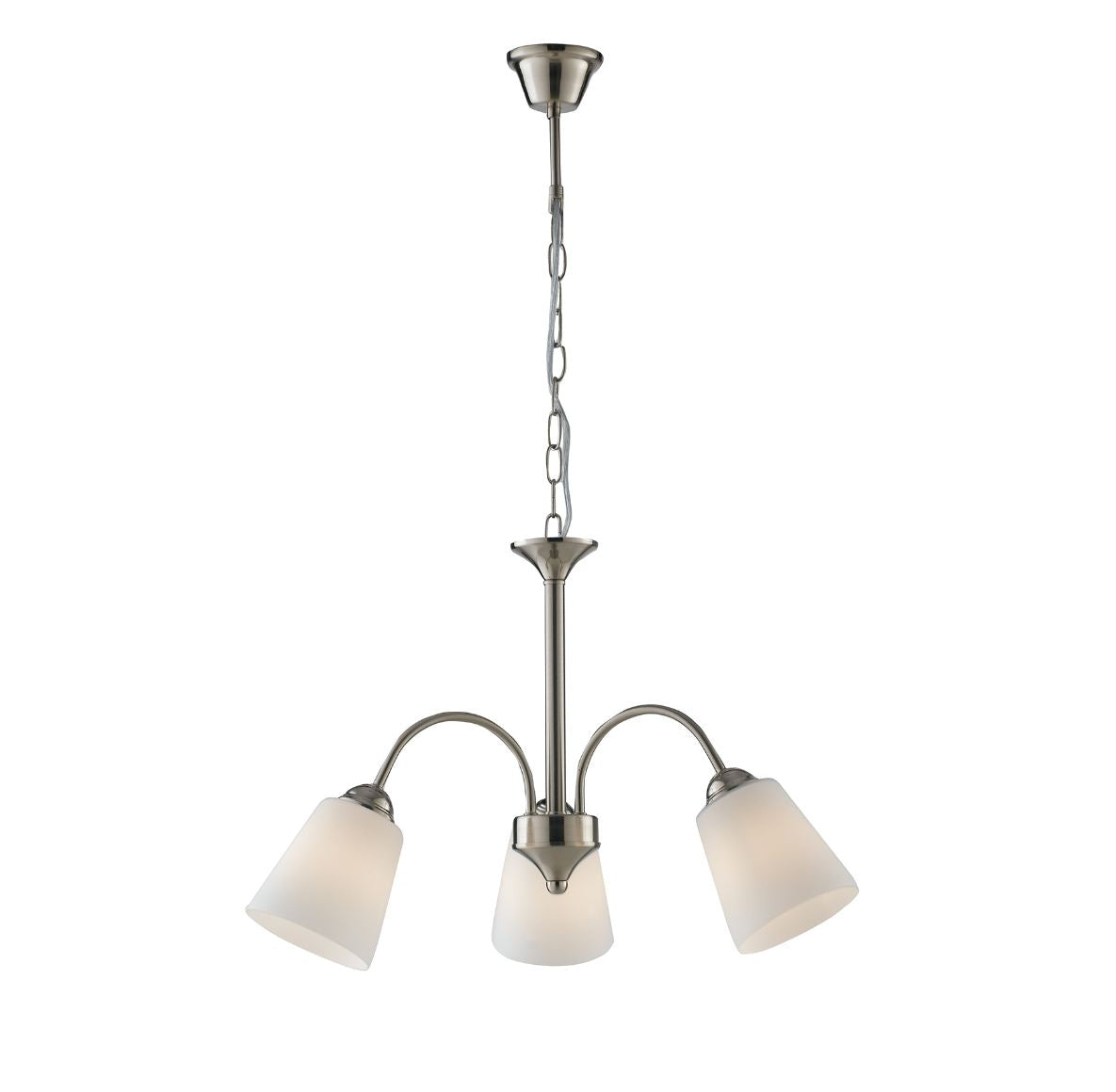 Lampadario 1162 a Sospensione 3 luci Led(E14) 87x55.5 cm in Metallo e Vetro