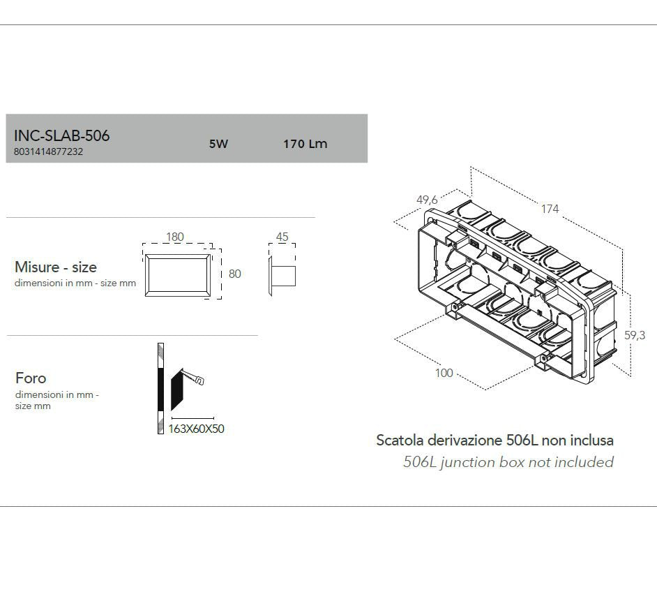 SLAB 18 cm step light in tempered glass