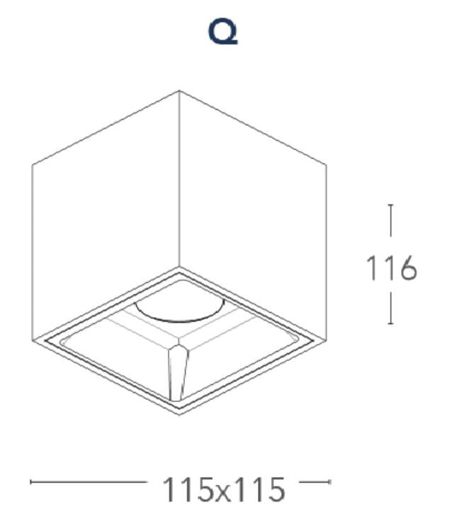 MIG CCT spotlight 11.6 cm square Led 20w in aluminum