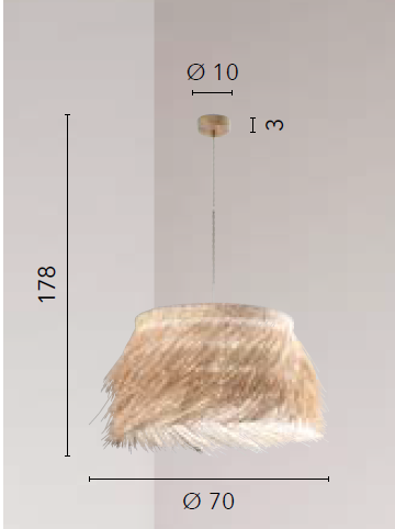 Lampadario SAMOA a Sospensione 1 luce Led(E27) 178x70 cm In Bamboo