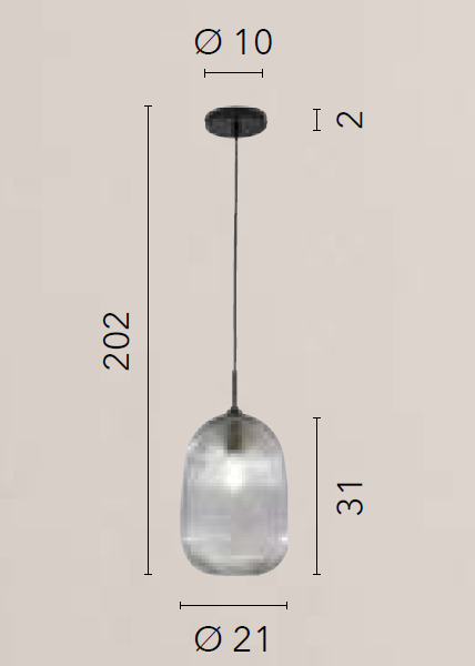 Lampadario DUKE a Sospensione Led(E27) 202 cm In Vetro
