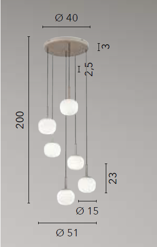 Lampada ERIS S6 a Sospensione 200 cm in Vetro
