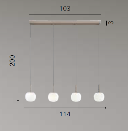 Lampada ERIS S4 a Sospensione 200 cm in Vetro