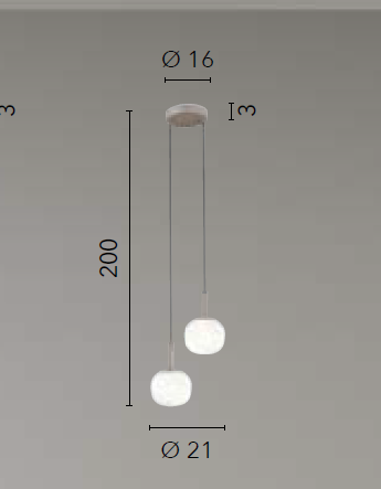 Lampada ERIS S2 a Sospensione 200 cm in Vetro