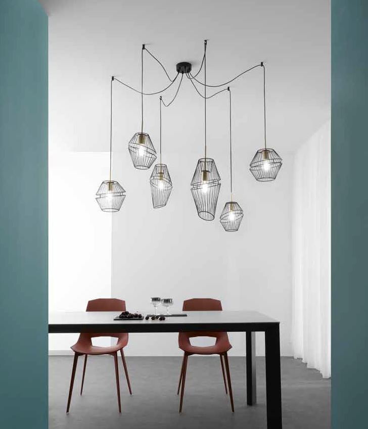 Lampadario KIKO a Sospensione 6 Led(E27) 250 cm In Metallo