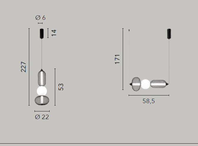 Lampadario INKAS S3 CCT a Sospensione 24W 227 cm In Vetro