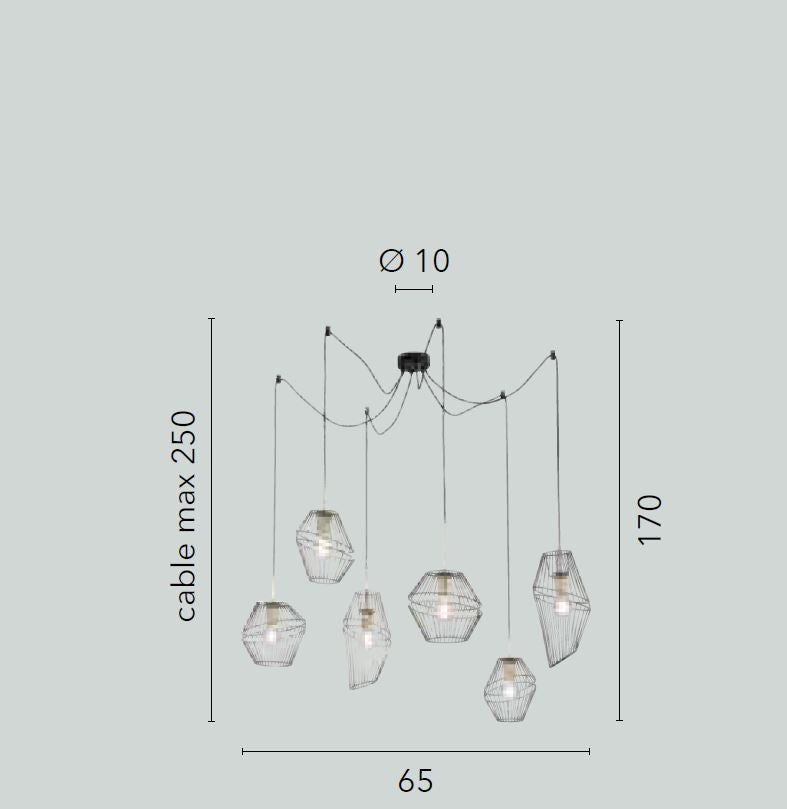 Lampadario KIKO a Sospensione 6 Led(E27) 250 cm In Metallo