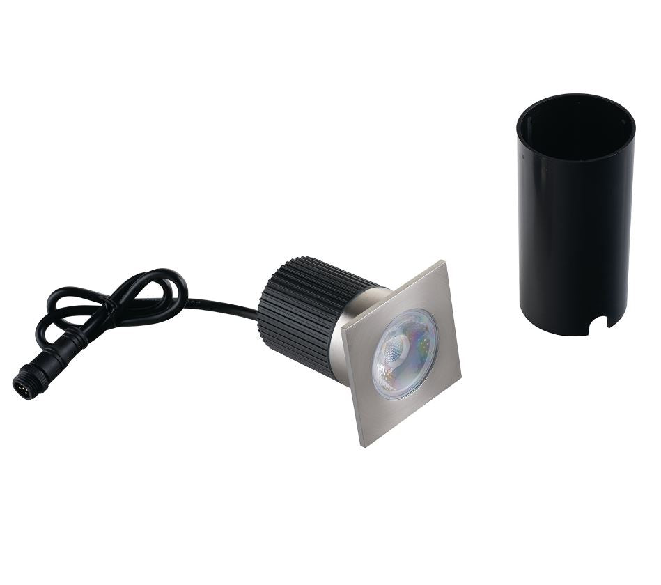 Incasso RUNNER Smart quadrato 7,5 cm 10 W RGB + 4000K (luce naturale) in Alluminio