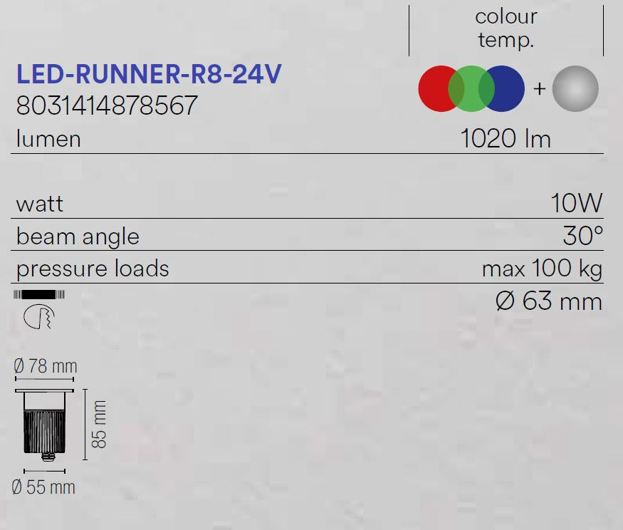 Incasso RUNNER Smart rotondo 7,5 cm 10 W RGB + 4000K (luce naturale) in Alluminio