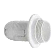 White PET lamp holder with E14 thread and ring nut.