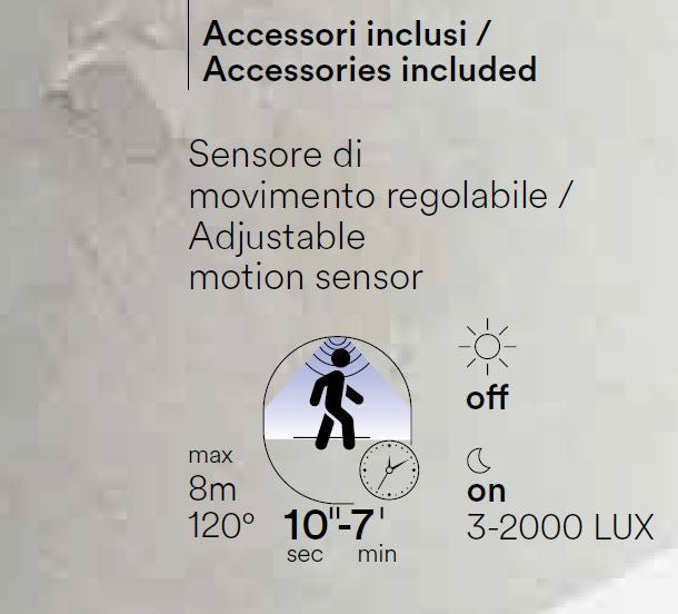 Proiettore AXEL Led 30w 26,3 cm Con Sensore Di Movimento In Alluminio