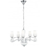 Lampadario SOFFIO a Sospensione 5 luci Led(E14) 120x64 cm In Vetro Soffiato