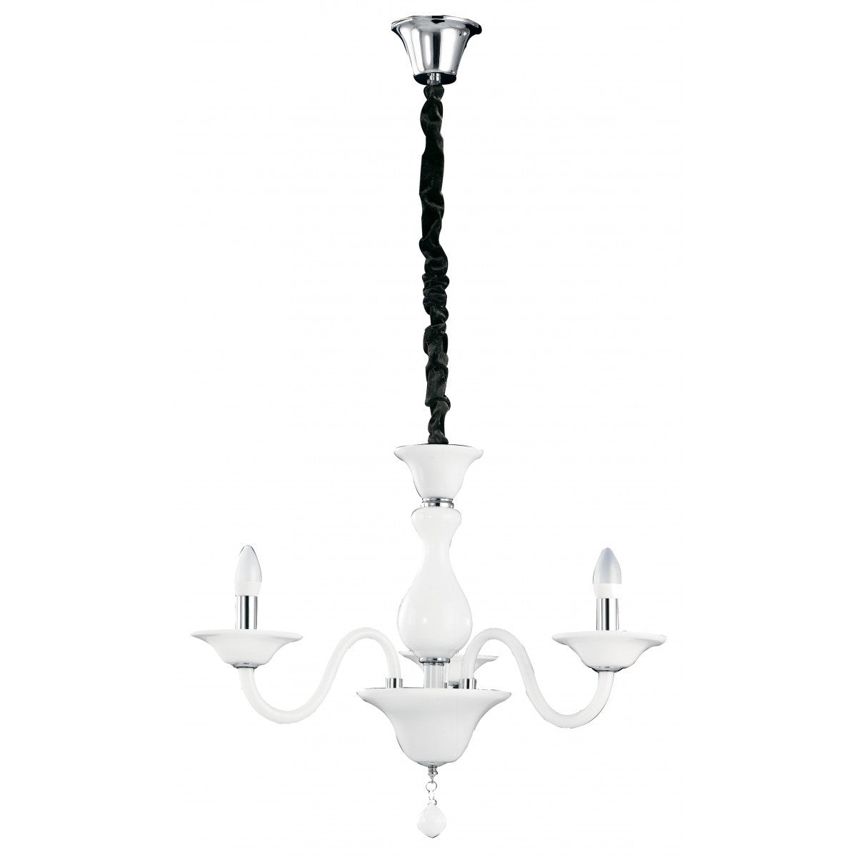 Lampadario SOFFIO a Sospensione 3 luci Led(E14) 120x66 cm In Vetro Soffiato