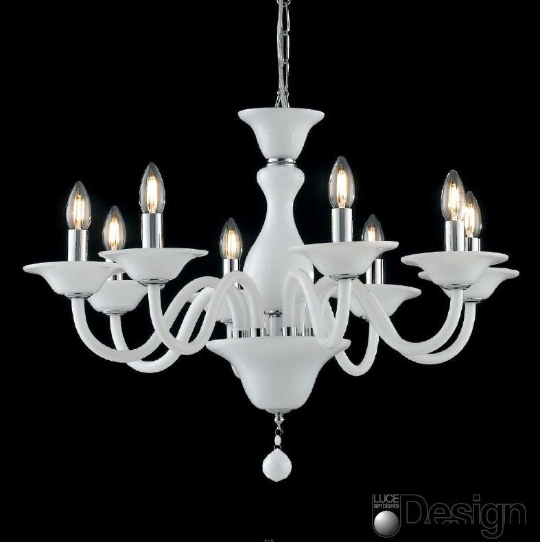 Lampadario SOFFIO a Sospensione 9 luci Led(E14) 120x71 cm In Vetro Soffiato