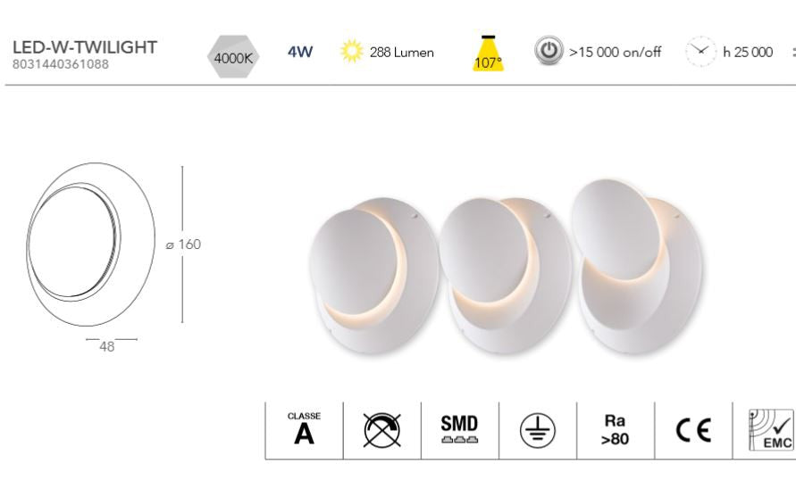 TWILIGHT Led 4W 16cm Aluminium Wall Lamp