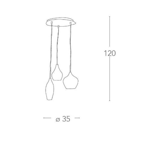 Lampadario SKYLINE a Sospensione 3 luci G9 35 cm in Vetro