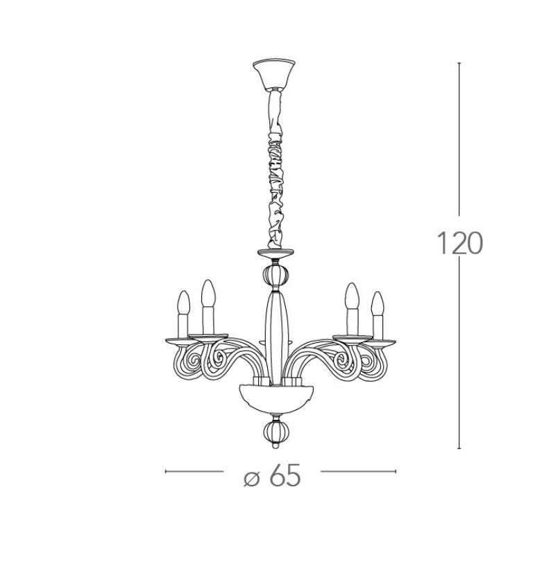 Lampadario EPOQUE a Sospensione 5 luci Led(E14) 140x65 cm In Cristallo