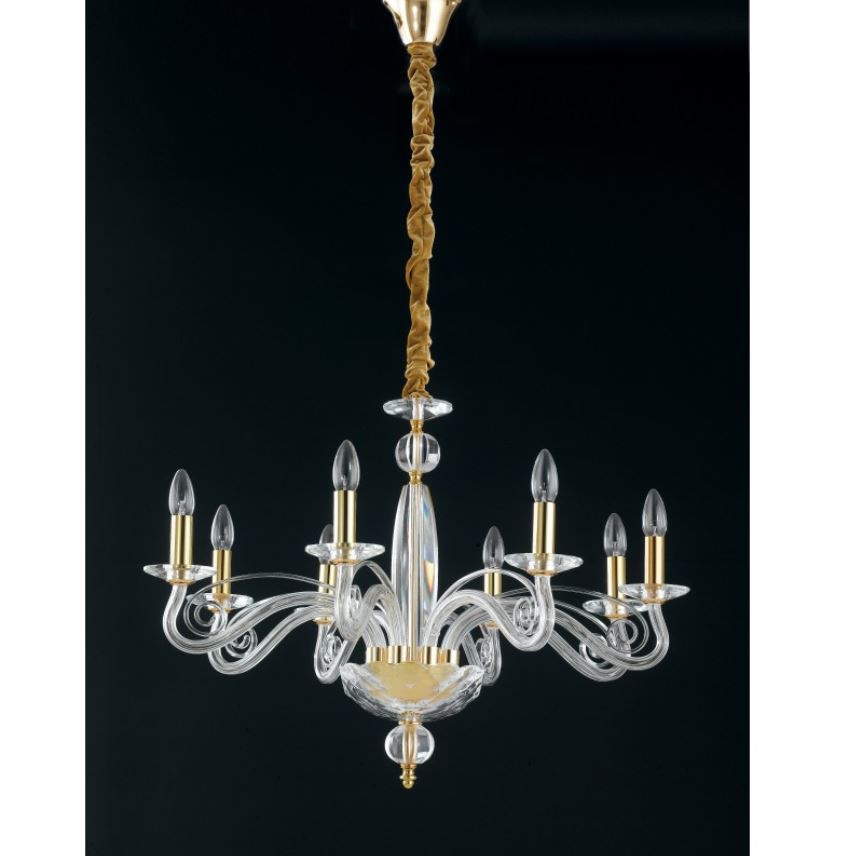 Lampadario EPOQUE a Sospensione 8 luci Led(E14) 140x70 cm In Cristallo