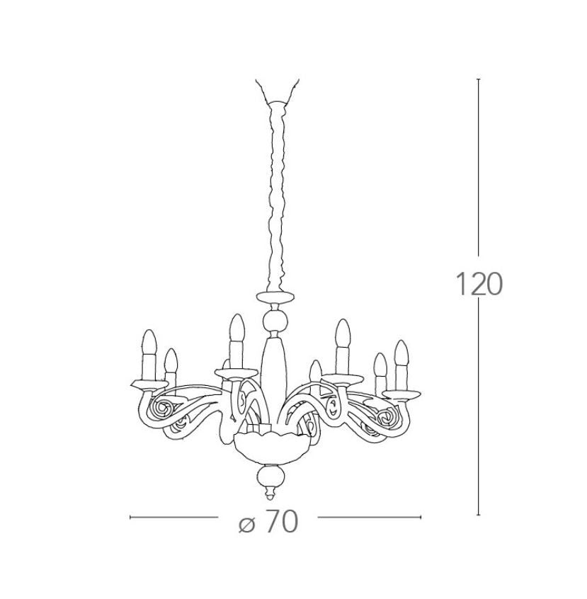 Lampadario EPOQUE a Sospensione 8 luci Led(E14) 140x70 cm In Cristallo