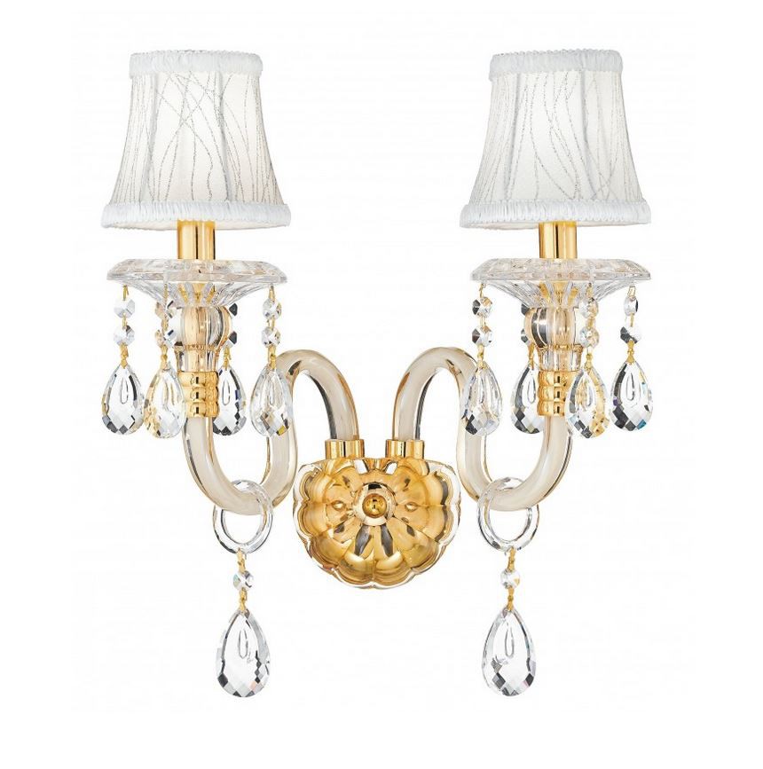 Applique MONET 2 luci Led(E14) 40 cm in Cristallo K9 e Tessuto