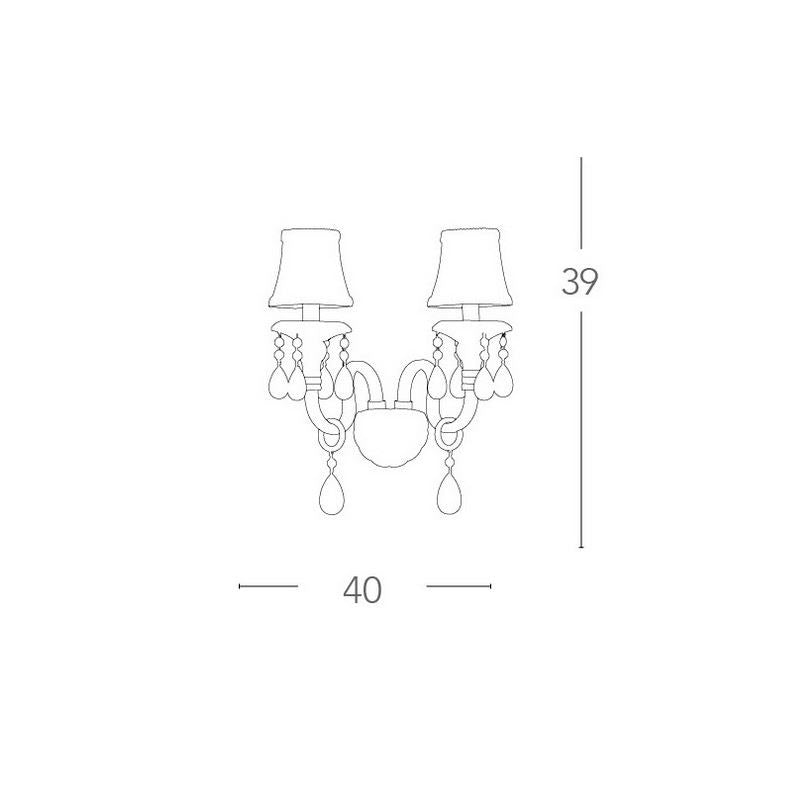 Applique MONET 2 luci Led(E14) 40 cm in Cristallo K9 e Tessuto