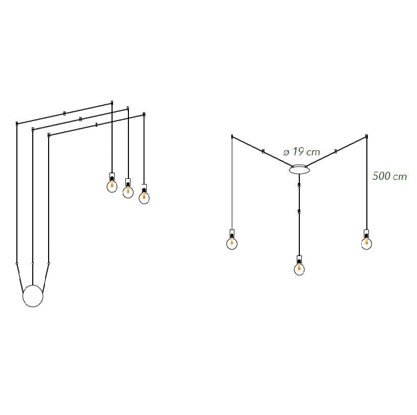 Plafoniera HABITAT 3 Luci Led (E27) 500 cm In Metallo