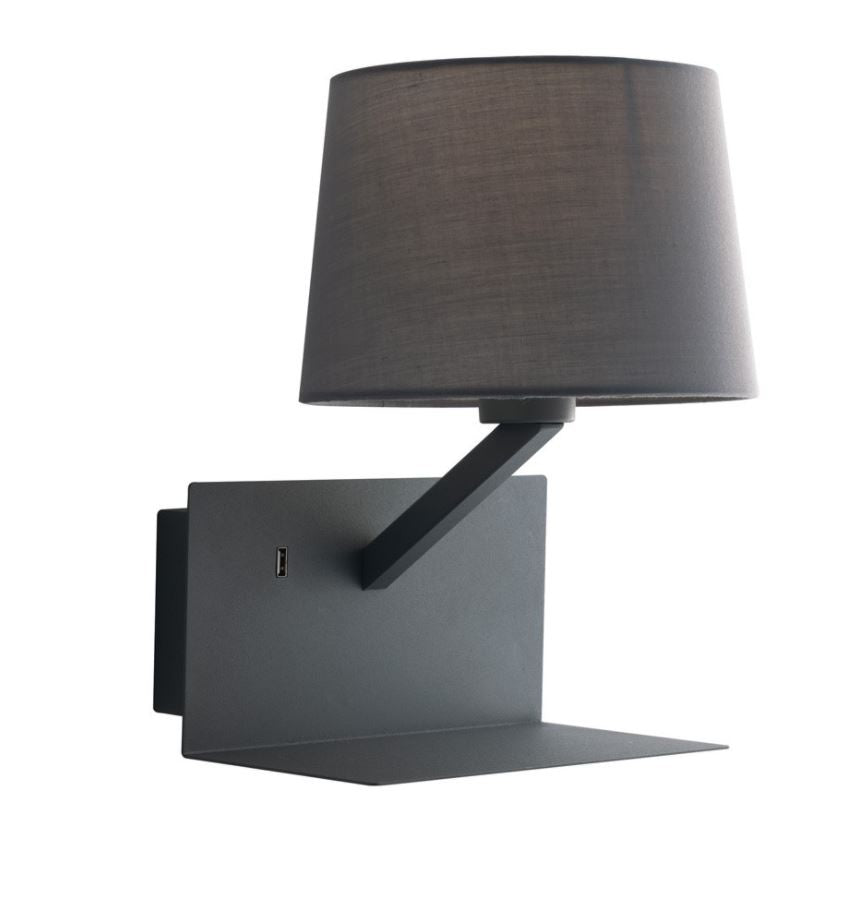 Applique CIAK Led(E27) 31 cm in Metallo con Mensola ed entrata Usb 2A