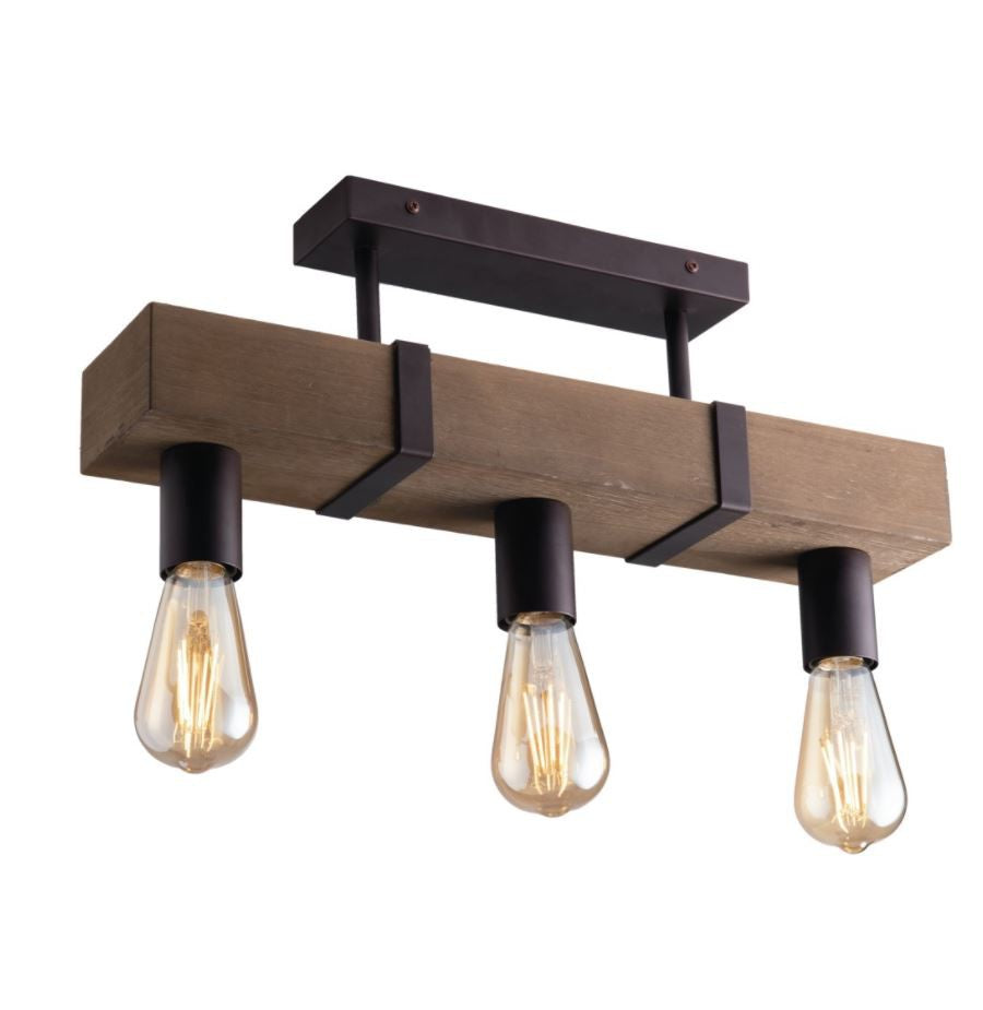 TEXAS Ceiling Lamp 3 Led Lights (E27) 50 cm In Wood