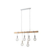 Lampadario ARIZONA a Sospensione 6 Luci Led (E27) 90 cm In Legno