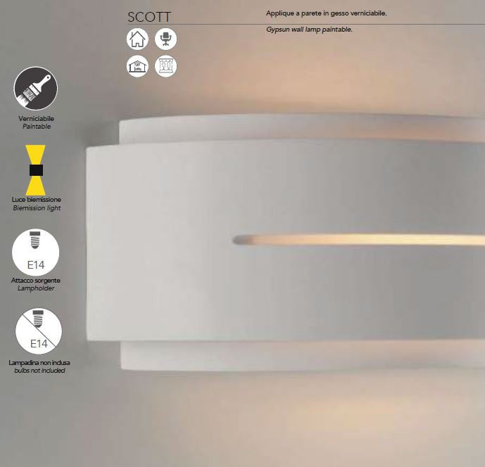 Applique SCOTT 2 Portalampada Led (E27) 32 cm in Gesso