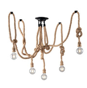 Lampadario ROPE a Sospensione 5 Luci Led (E27) 250 cm In Corda di Canapa