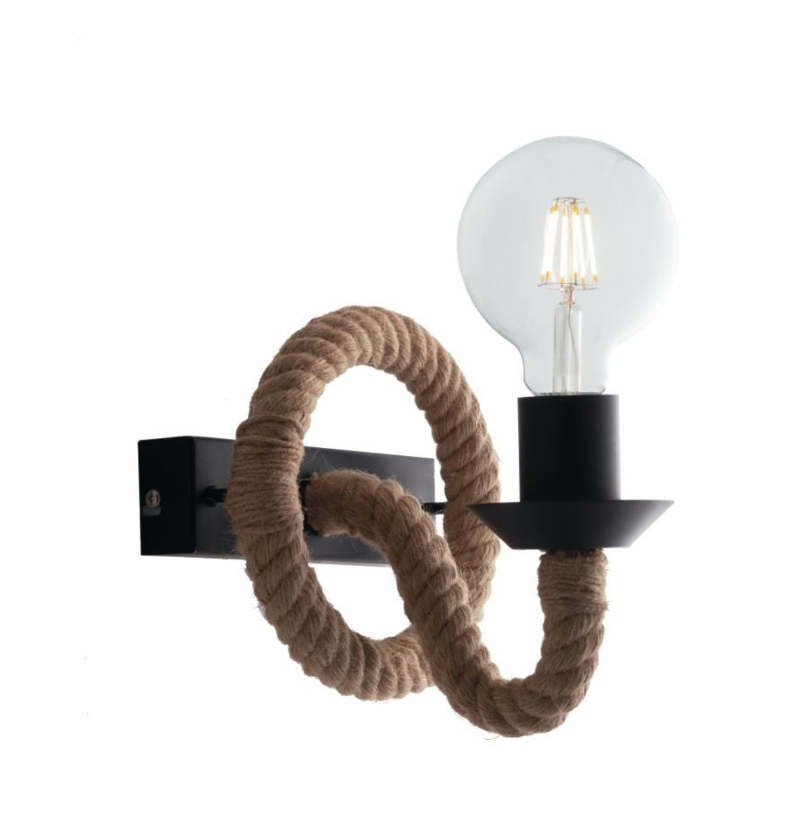 Applique ROPE Led (E27) 20,5 cm In Metallo e Corda di Canapa