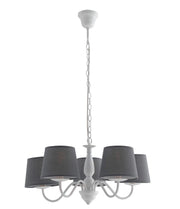Lampadario FAVOLA a Sospensione 5 luci Led(E14) 100x56 cm in Metallo e Tessuto