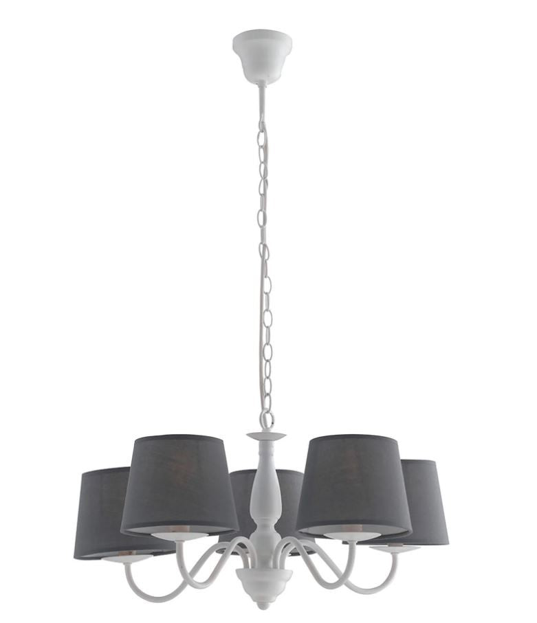 Lampadario FAVOLA a Sospensione 5 luci Led(E14) 100x56 cm in Metallo e Tessuto