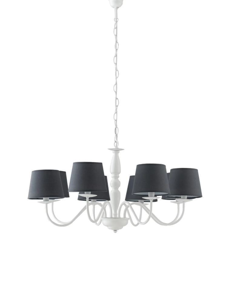 Lampadario FAVOLA a Sospensione 8 luci Led(E14) 122.5x80 cm in Metallo e Tessuto