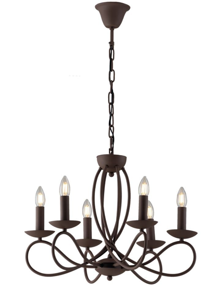Lampadario GINEVRA a Sospensione 6 Luci Led(E14) 56 cm in Metallo