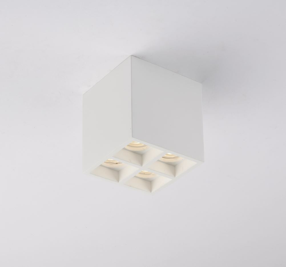 Plafoniera HAPIS Quadrata 4 Luci Led(GU10 Mini) 10,5 cm in Gesso