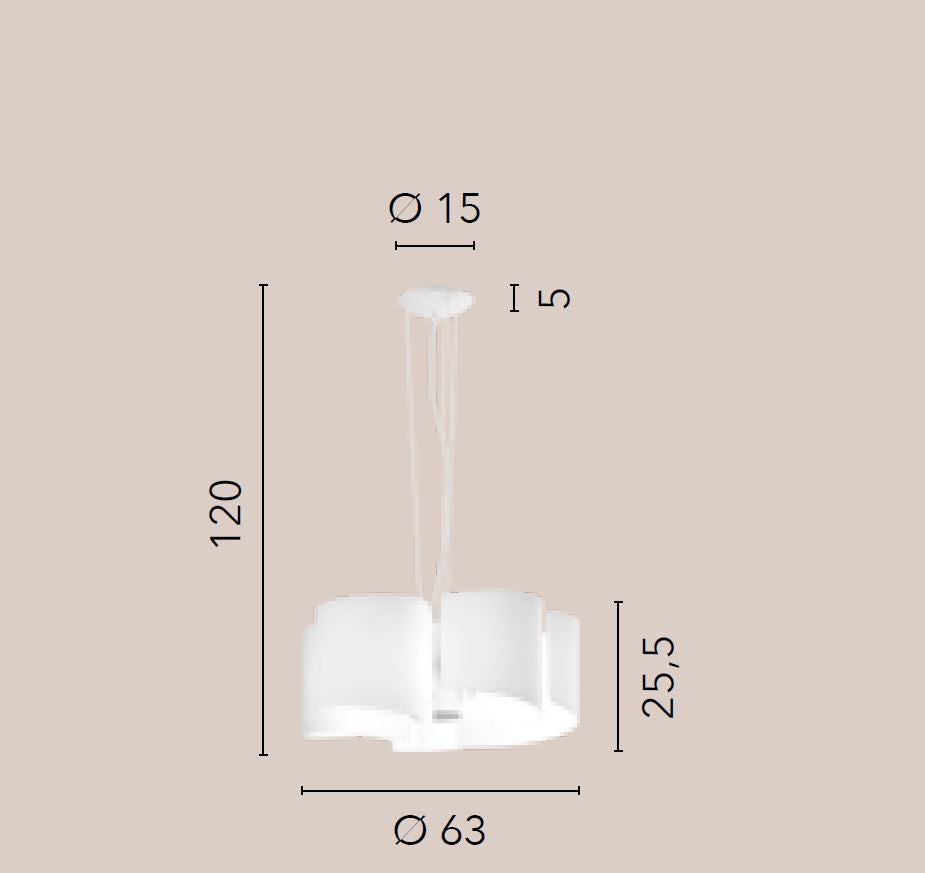 Lampadario IMAGINE 5 luci Led( E27) 120 cm In Vetro