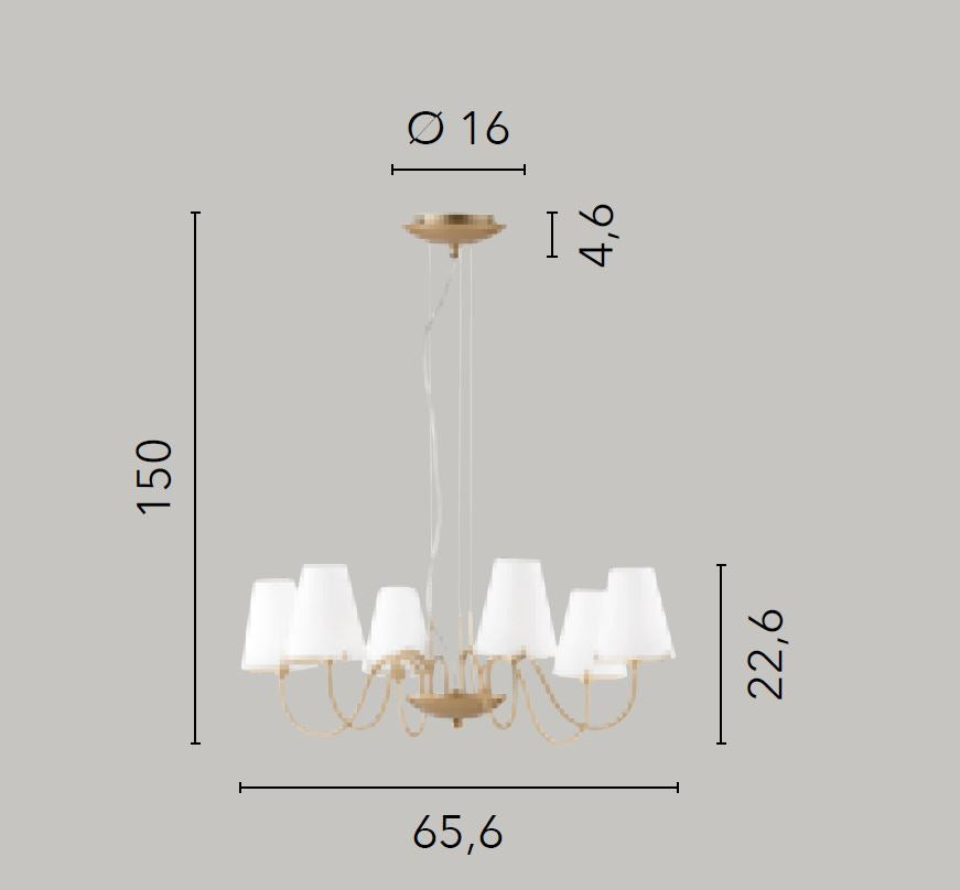 Lampadario CANTO a Sospensione 6 Luci Led(E14) 150 cm In Metallo