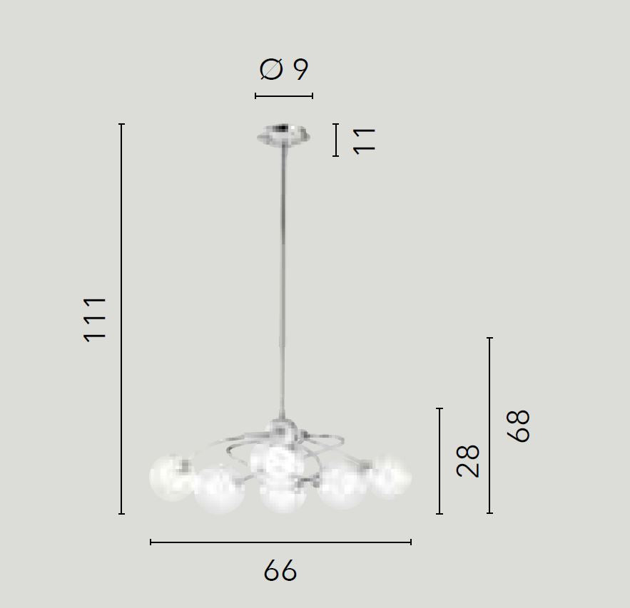 Lampadario BLOG a Sospensione 6 Led(G9) 111 cm In Alluminio
