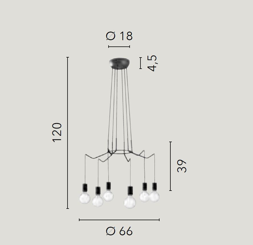 Lampadario HABITAT a sospensione 6 Luci Led 66 cm in Metallo