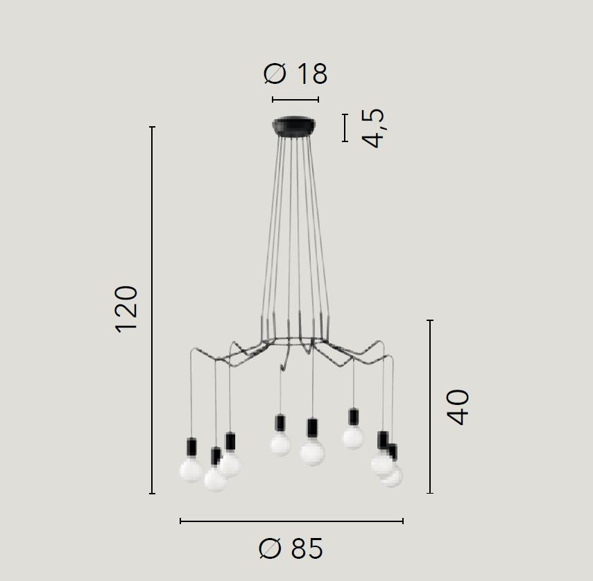 Lampadario HABITAT 8 Luci Led 85 cm in Metallo