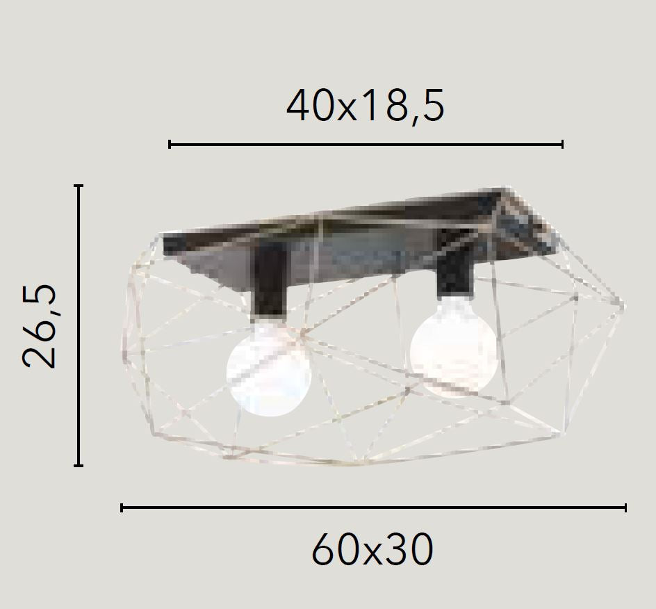 Plafoniera ABRAXAS 2 Luci Led 60 cm In Metallo